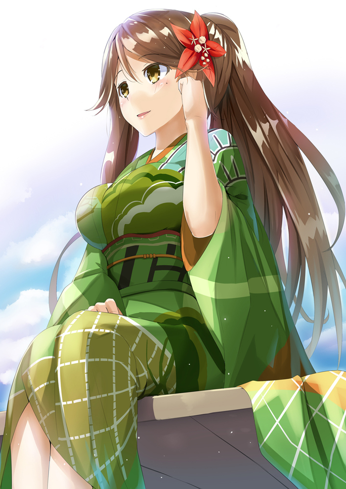 Amagi (художник: Qian Wu Atai) - Kantai Collection, Аниме, Anime Art, Amagi, Кимоно