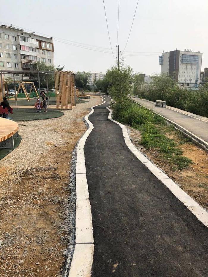 Bicycle path in Yakutsk. - Bike path, Yakutsk, Rukozhop, A bike