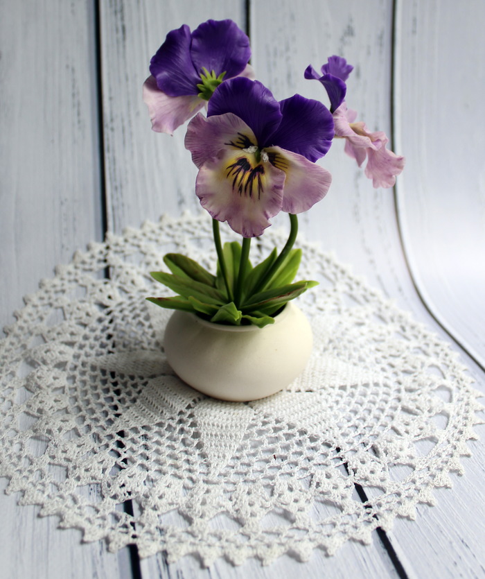 Anyutki from clay - My, Pansies, Polymer floristry, Лепка, Anyutki