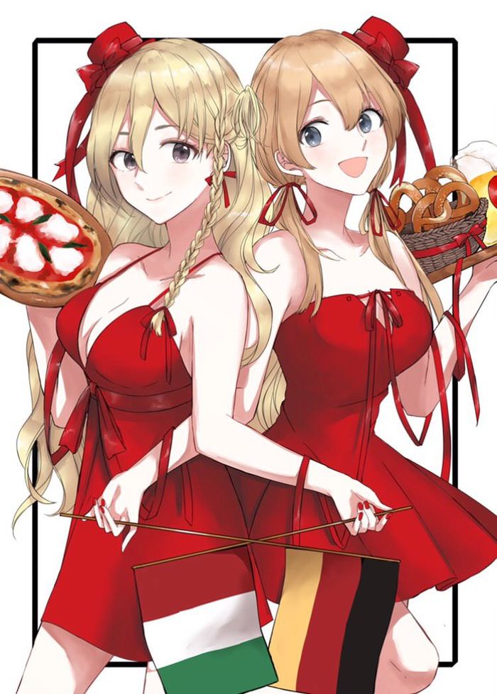 Zara and Prinz Eugen (Artist: Morinaga Miki) - Kantai collection, Anime, Anime art, Zara, Prinz Eugen, Morinaga