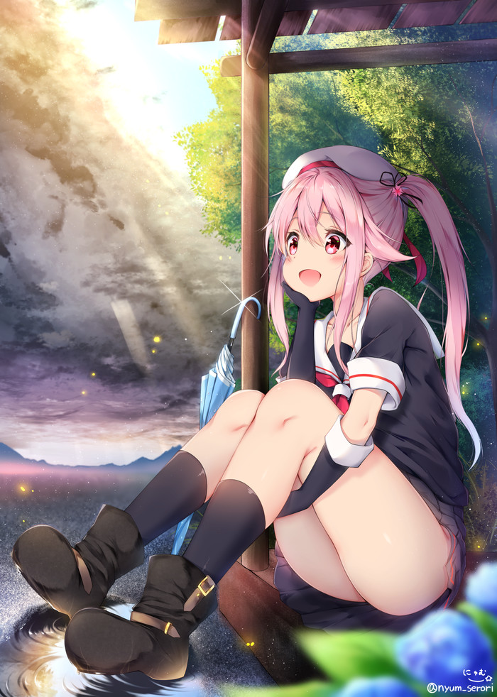 Anime Art #36 - Anime art, Nyum_serori, Anime, Chan, Milota, Pink hair, Kantai collection, Harusame