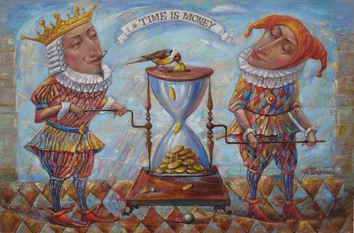 TIME IS MONEY oil on canvas ... 40 * 60 - My, Shabanov, Butter, Painting, Oil painting, Painting, Money, Sayings, Illustrations, Proverbs and sayings