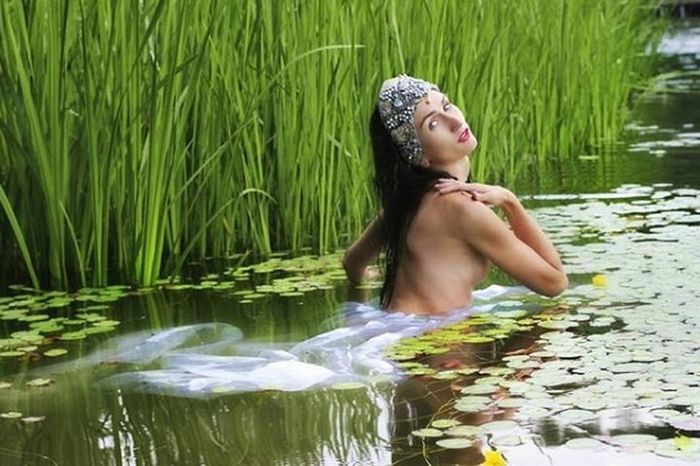 Naked and in a kokoshnik - Longpost, Lake, Girls, PHOTOSESSION