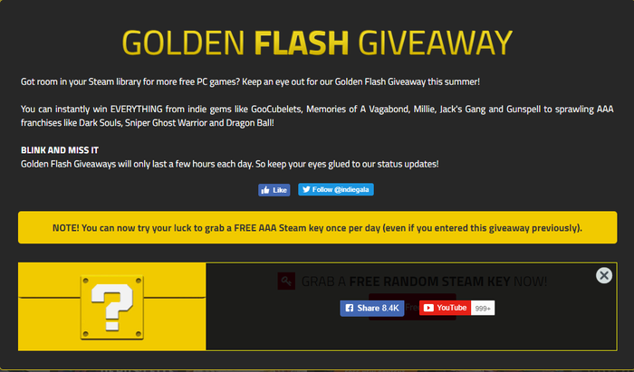Random Golden Flash Giveaway | 19-Ð¹ Ð´ÐµÐ½Ñ. indiegala, steam, ÑÐ°Ð»ÑÐ²Ð°, ÐºÐº ÐµÑÑÑ