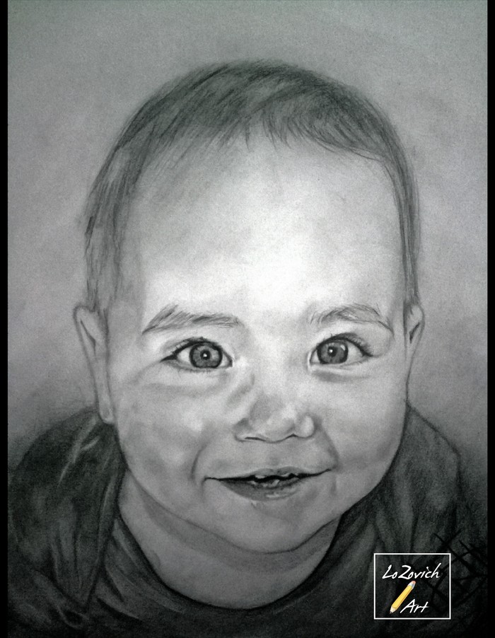 Portrait of a child - My, Art, Portrait, Drawing, Pencil drawing, Graphics