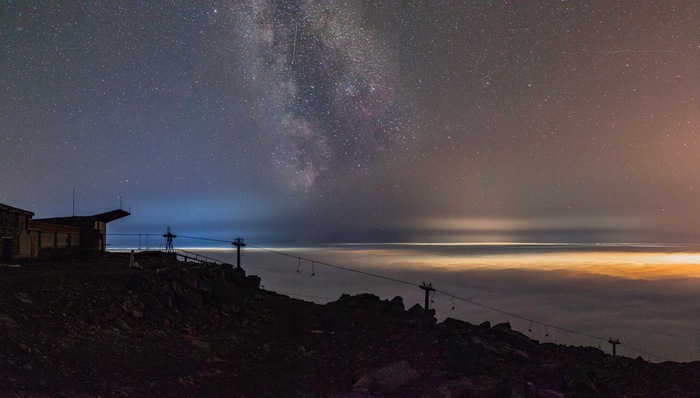 sky path - My, Khibiny, Space, Night, The mountains, Kirovsk, Kola Peninsula, Fog, Milky Way