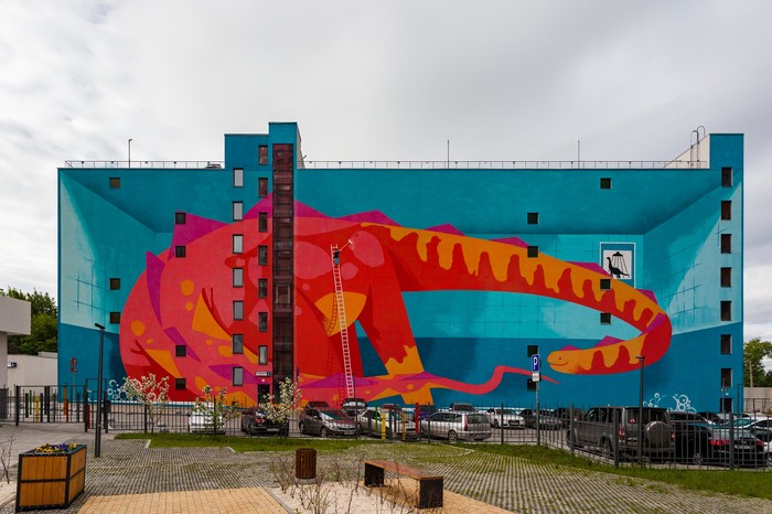 dinosaur wash - Yekaterinburg, Shorthand, Mural, Street art, Graffiti, Longpost