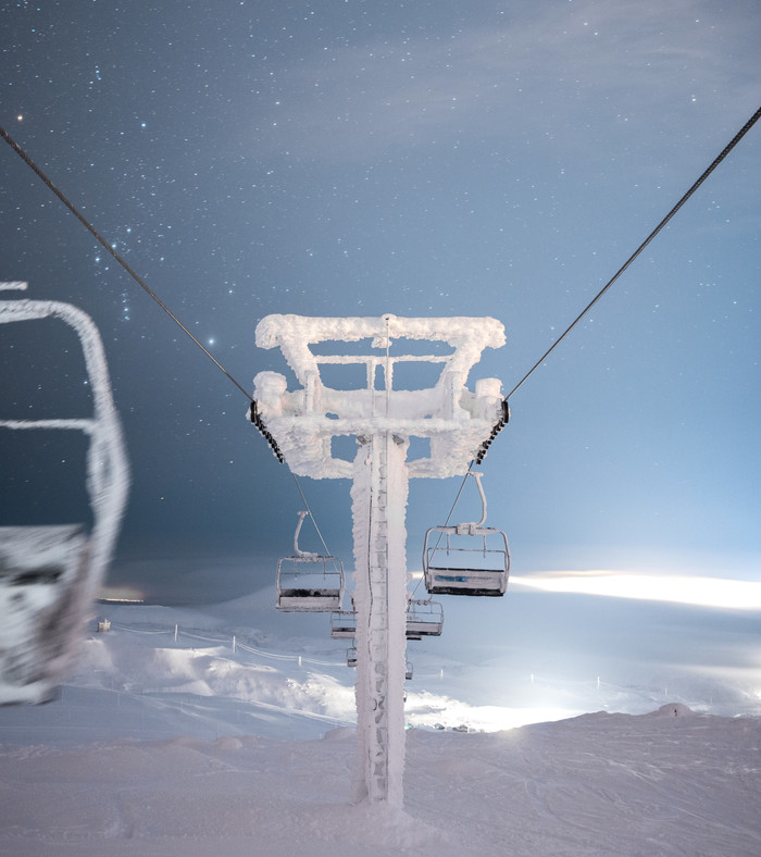 Frozen - My, The mountains, Khibiny, Lift, Cable car, Starry sky, Space, Canon, Beginning photographer