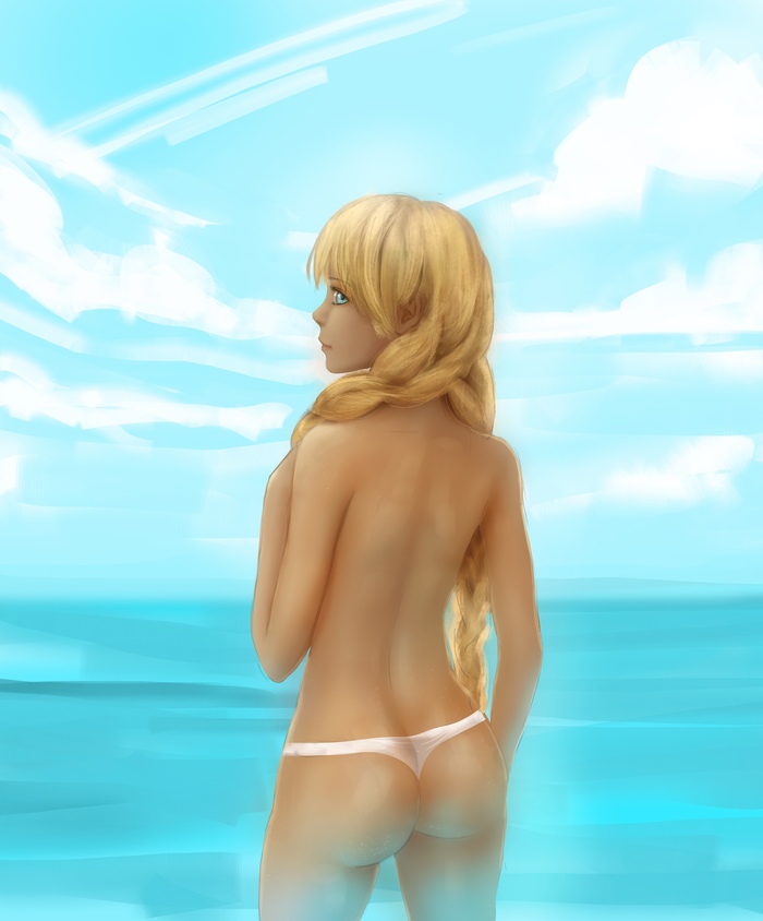 And the sea has white sand, a warm wind blows in your face, you can even touch the sky with your hand ... - NSFW, Endless summer, Visual novel, Glorifying, Art, , Beskweet