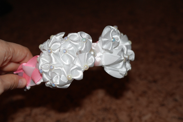 Ribbons and their adventures - My, Kanzashi, Bezel, , Butterfly, The bride's bouquet, , Longpost