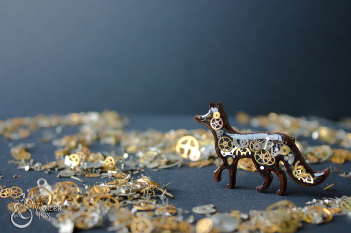 Mechanical foxes - My, Fox, Decoration, Brooch, Steampunk, Presents, Handmade, Longpost, Needlework, With your own hands
