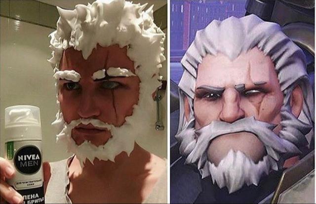 High quality cosplay - Cosplay, Shaving foam, Nivea, Overwatch, Blizzard, Reinhardt, Reinhardt