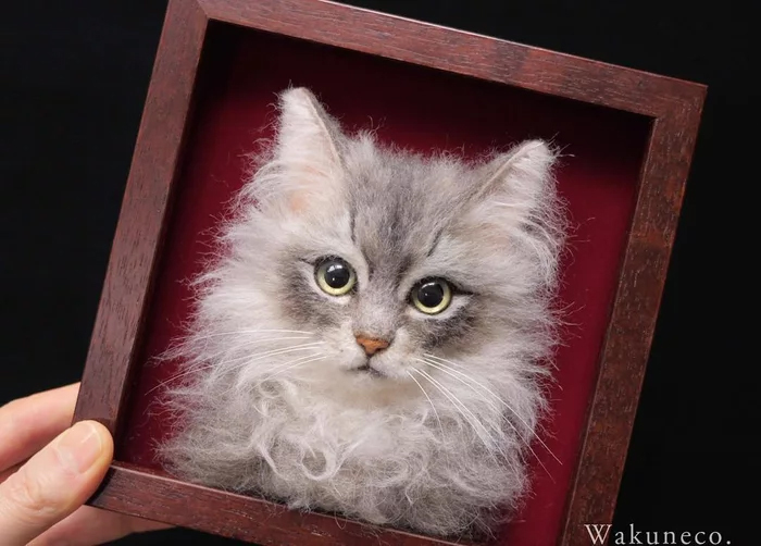 Japanese Artist Creates Realistic Cat Portraits - cat, , Felt, , Art, Fluffy, 9GAG, , GIF, Video, Longpost