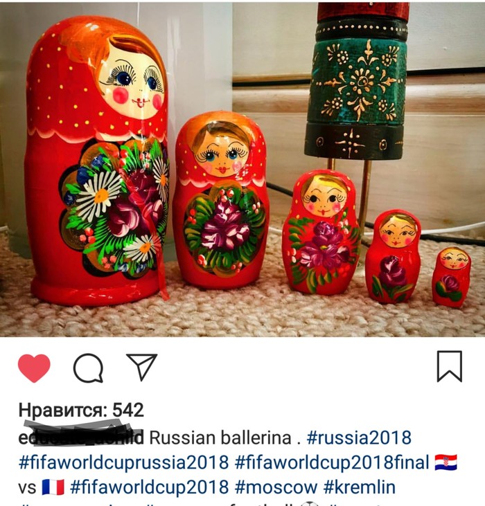 How did the matryoshka become a ballerina? - Matryoshka, My, Instagram, Болельщики, Russia