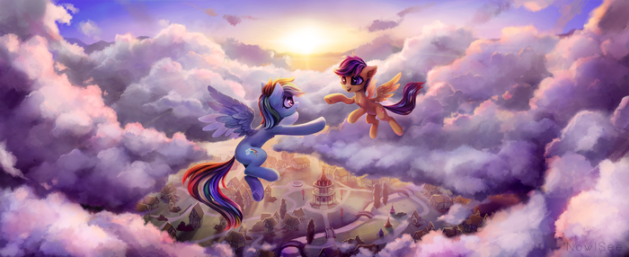     My Little Pony, Rainbow Dash, Scootaloo, Ponyart, Inowiseei