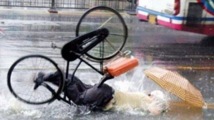 Childhood and bicycle - My, Childhood, A bike, Puddle, Curiosity