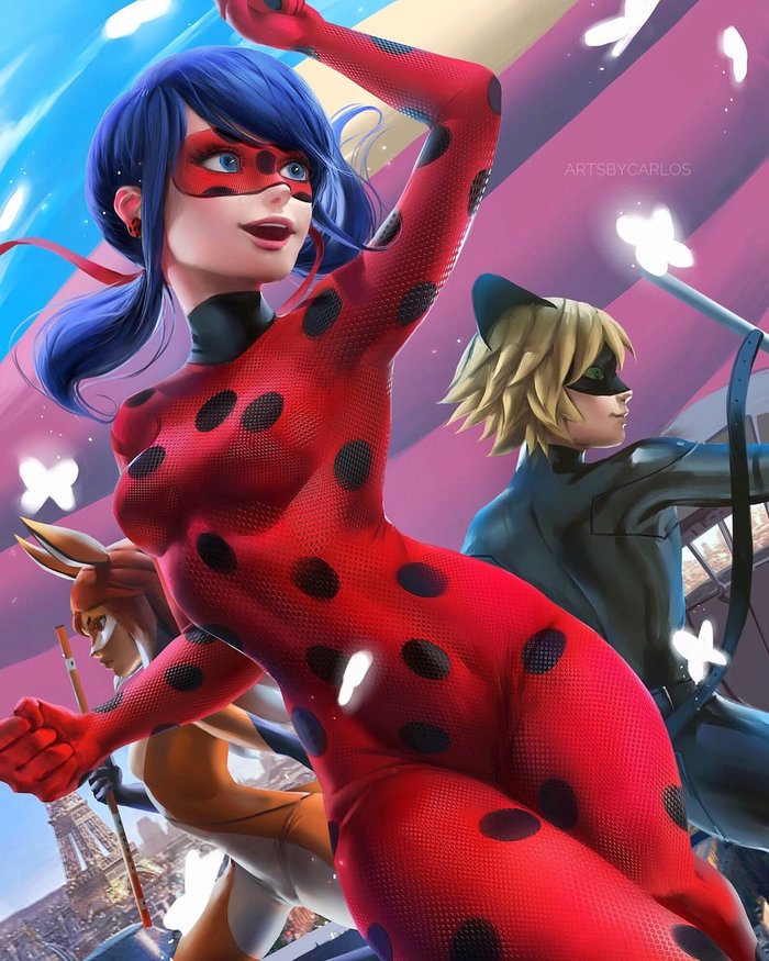 Ladybug - Арт, Леди Баг и Супер-Кот, Rena Rouge, Ladybug, Cat Noir