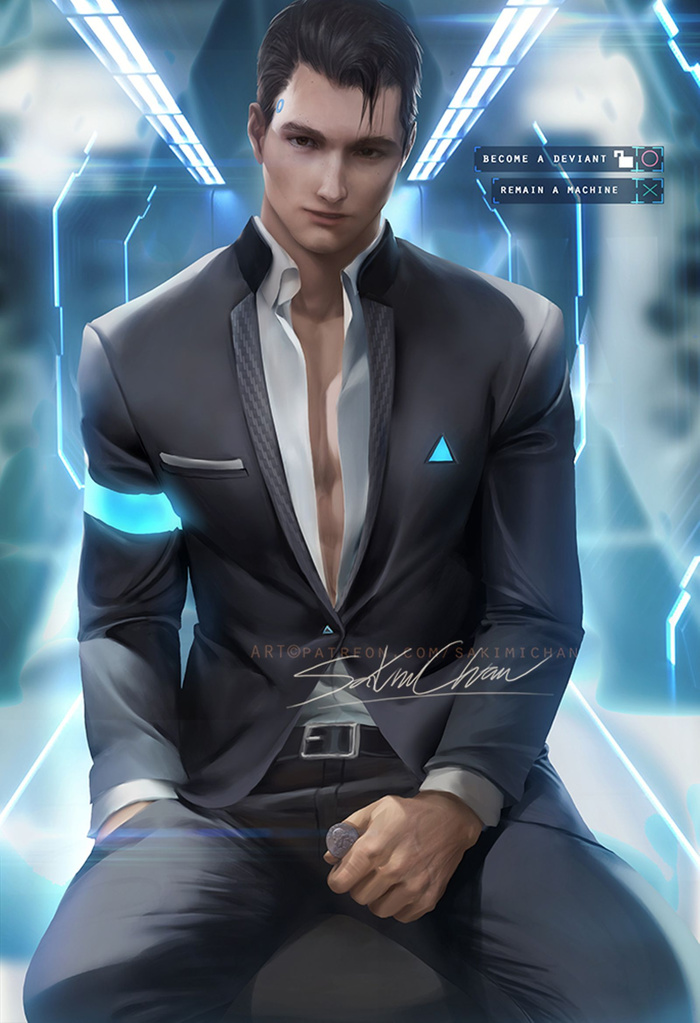 Connor Detroit: Become Human , Game Art, Sakimichan, Detroit: Become Human,  - Detroit: Became Human, 