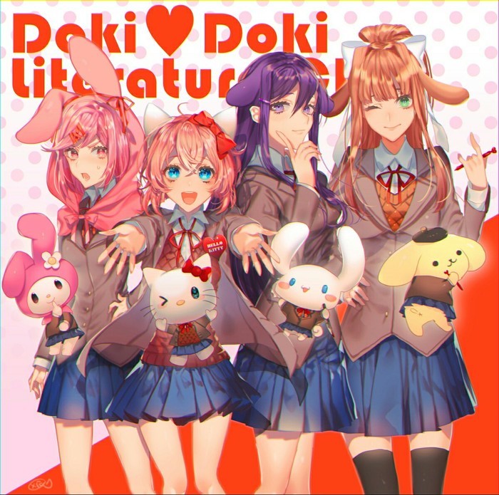 Тук-тук,заячий клуб! - Natsuki, Yuri DDLC, Monika, Doki Doki Literature Club, Не аниме, Визуальная новелла, Аниме, Длиннопост, Sayori