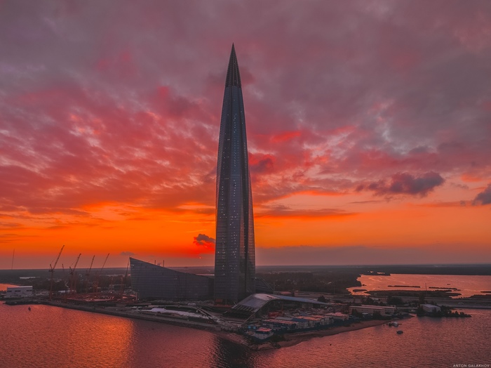 Fifty shades of Petersburg sky - , Lakhta Center, Saint Petersburg, Sunset, Quadcopter, The photo