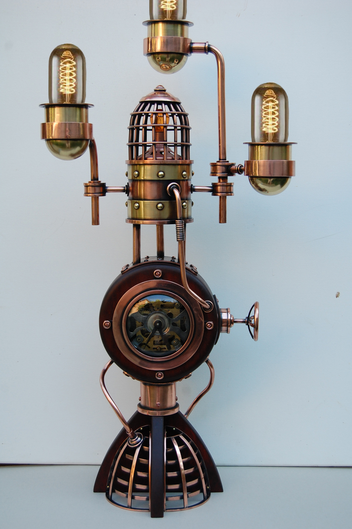 Steampunk table lamp Gas lantern - My, , Needlework without process, Steampunk, Needlemen, Lighting, Interior Design, Longpost