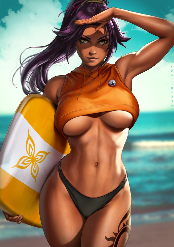 Beachqueen: Yoruichi Art - Арт, Аниме, Anime Art, Dandonfuga, Bleach, Yoruichi, Длиннопост, Shihouin Yoruichi