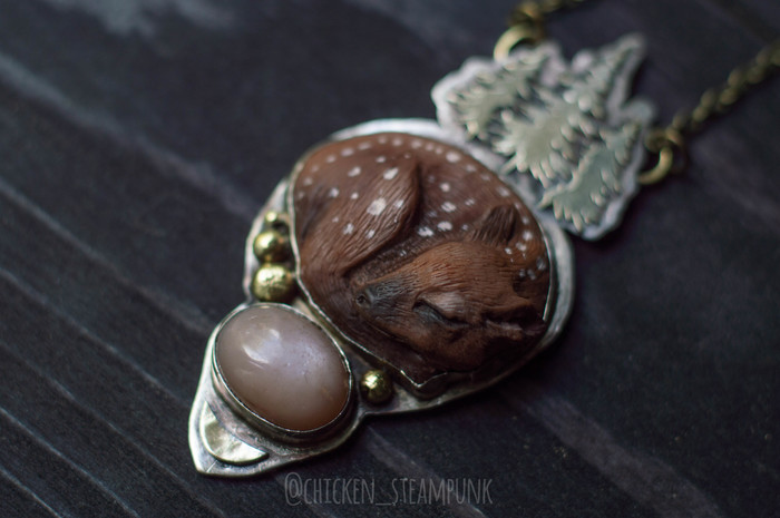 Metal with stones, ceramics and polymer clay - My, Chicken steampunk, Handmade, Metal products, Handmade, With your own hands, Needlework, Creation, Decoration, Longpost