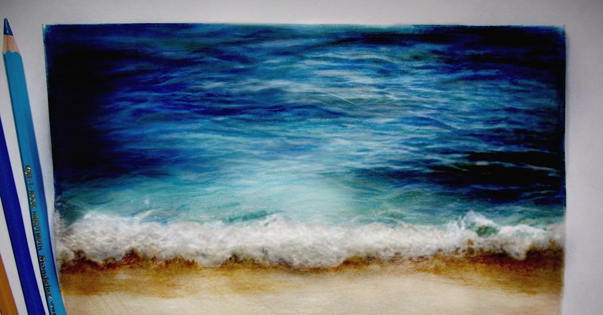 Как нарисовать море. Море цветными карандашами. Море карандашом. Море рисунок карандашом цветным. Волна цветными карандашами.
