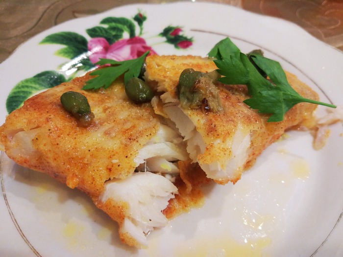 Fried cod with caper sauce - My, Food, Recipe, Photorecept, Taste recipe, Tralex Recipes, Cod, A fish, Kitchen, Longpost