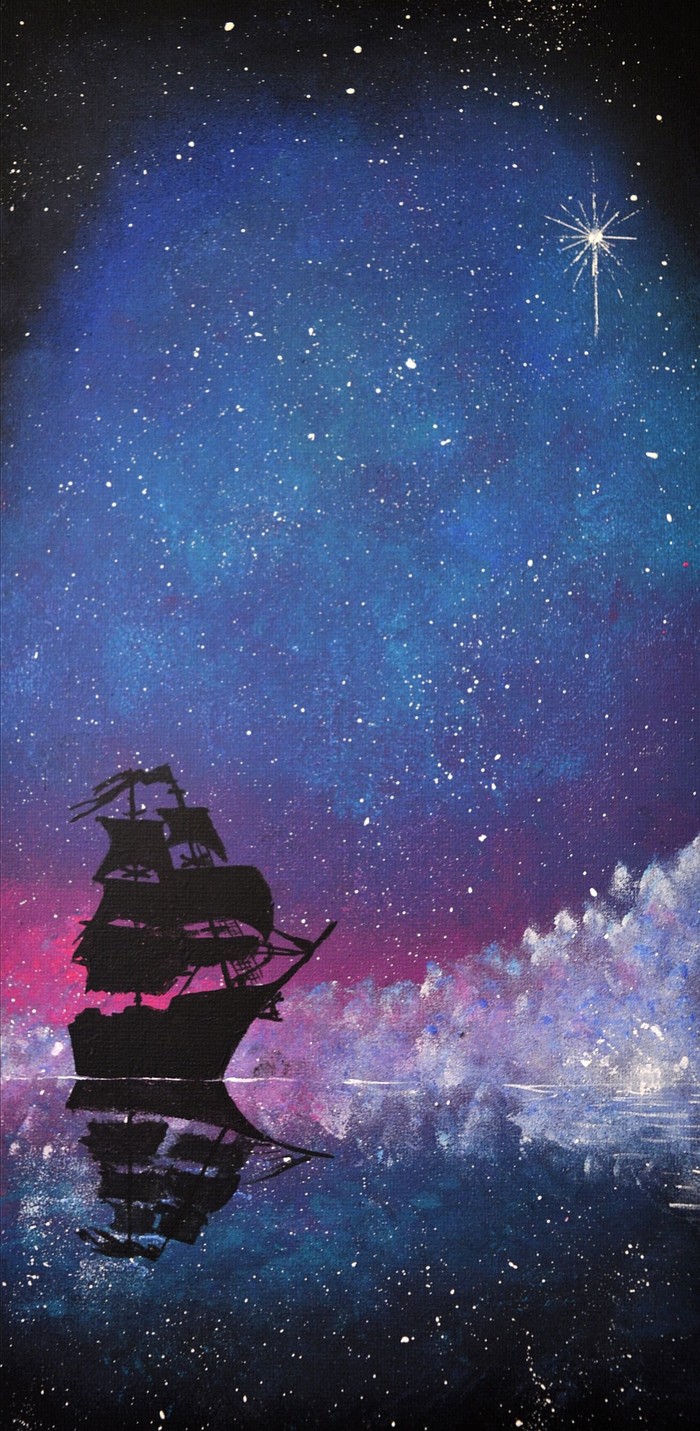 Following the polar star - My, Friday tag is mine, Acrylic, Creation, Black Pearl, Stars, Star