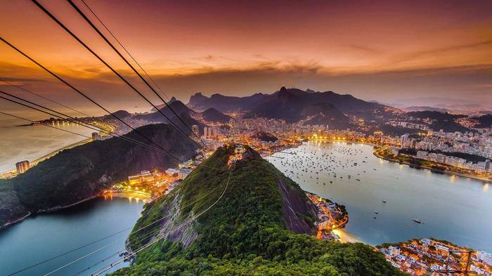 Evening Rio de Janeiro - Rio de Janeiro, Evening, The mountains, Sea, Sunset, Town, Beautiful, Nature