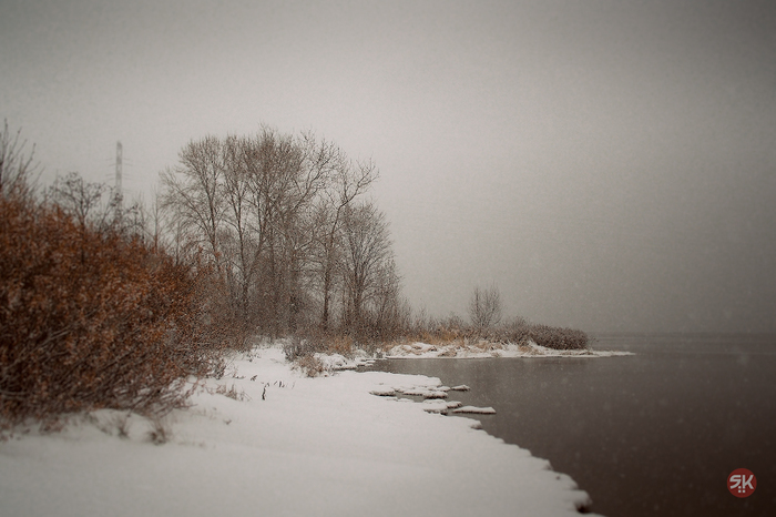 On the shore - My, The photo, Volga, Snow, Shore, River, Fog, Kostroma, Volga river