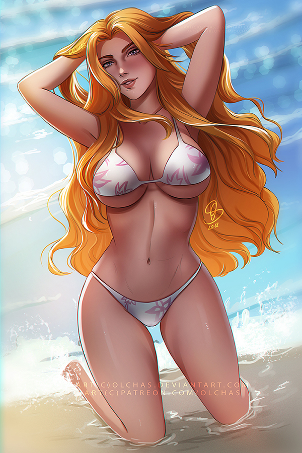 Rangiku Matsumoto - NSFW, Deviantart, Art, Drawing, Beach, Girls, Anime, Bleach, Rangiku Matsumoto, , Olchas