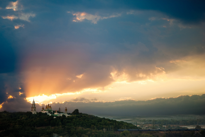 Monastery and sunset - My, Beginning photographer, Pentax, , Sunset, Monastery