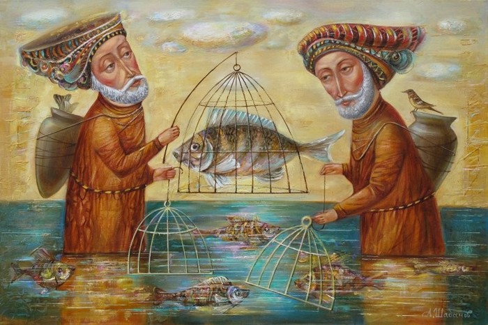 FISHERS. oil on canvas 40 * 60 - My, Painting, Art, Fishing, Shabanov, Butter, Oil painting, Painting, A fish