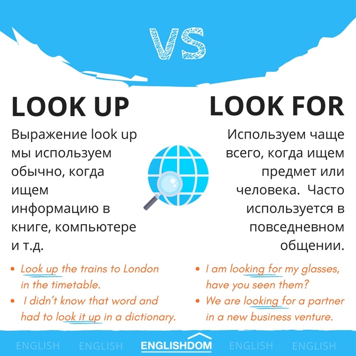   Look for, Look Up, Search  Seek:   ""     ,  ,  , Englishdom, , , 