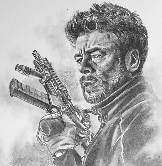 Benicio Del Toro as a cold-blooded killer - Alejandro Gillick. Fan art for the movie Sicario 2. - Drawing, Benicio Del Toro, , , Killer