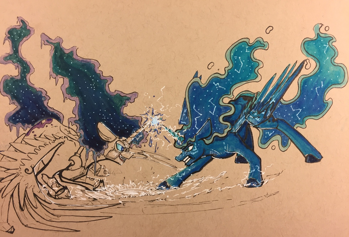 Nightmare Moon vs Princess Luna My Little Pony, Ponyart, Nightmare Moon, Princess Luna, Greyscaleart