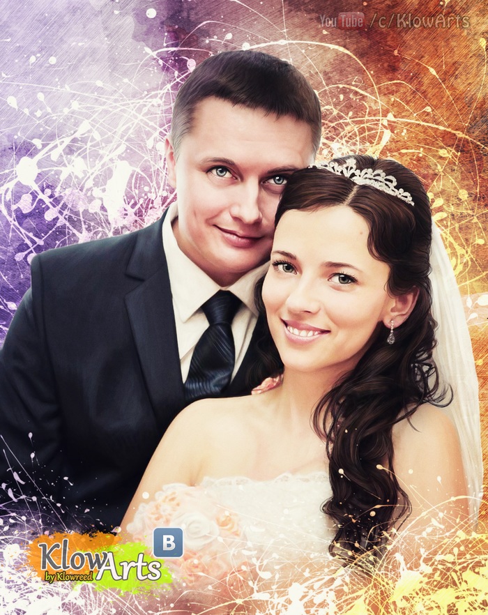 wedding portrait - My, Photoshop, Portrait, Art, Drawing, Digital drawing, Wedding, Men, Girls