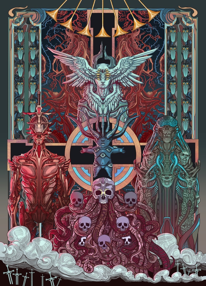 Картинки для альбом-проекта EVILBOOK Evilbook, Ужасы, Иллюстрации, Чудовища, Альбом, Длиннопост