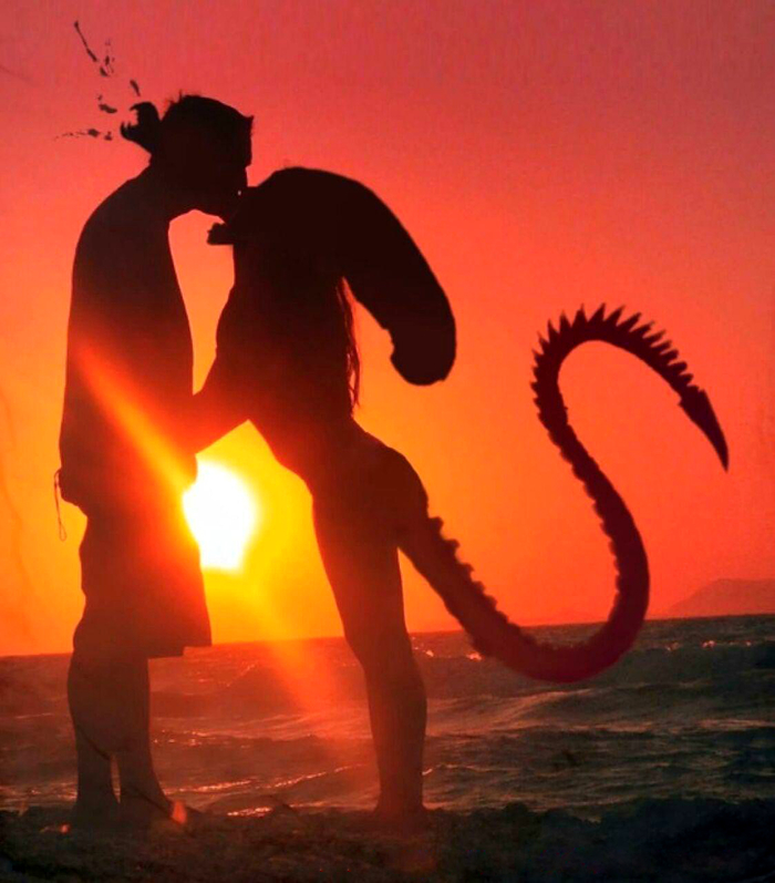 Romantic kiss at sunset. - Sunset, The sun, Kiss, Stranger, Characters (edit), The photo, Photoshop