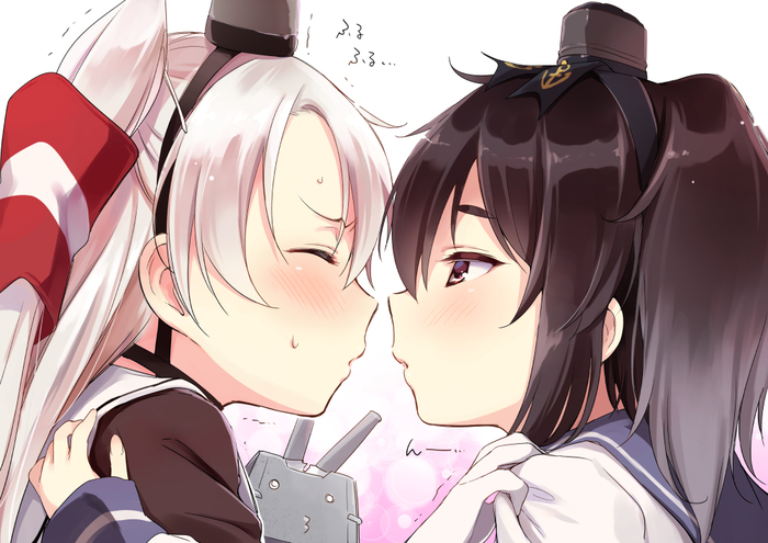 It's just practice - Kantai collection, Amatsukaze, Tokitsukaze, Anime, Anime art, Yuri, Kiss