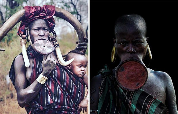 The unusual beauty of the girls of the Mursi tribe - beauty, Tribe, Longpost, Mursi tribe, Tribes