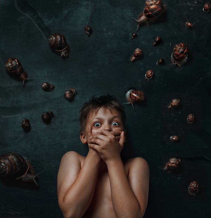 Phobia - My, The photo, Photomanipulation, Snail, Phobia, Children, Portrait, Canon