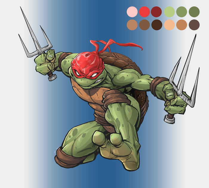 Stadik + redesign of Raphael. Original by Patrick Brown - My, Teenage Mutant Ninja Turtles, Drawing, Art, , Art, Stud, Longpost, Digital drawing