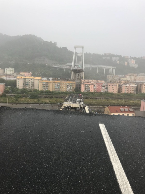 Genoa, destroyed bridge - Genoa, Italy, Bridge, Destruction, Road accident