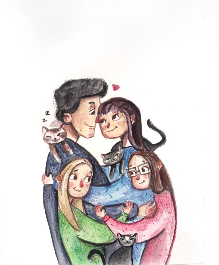 ILLUSTRATION FAMILY - My, Illustrations, Love, Family, Watercolor, Art, Inspiration, Longpost, Portrait, Drawing