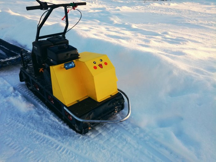 A little winter in your ribbon - My, North, KhMAO, Winter, Pikachu, Motodog, Motorcycle towing machine