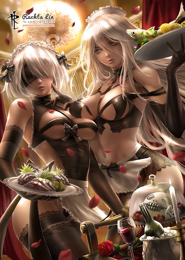 Art by Rachta Lin - NIER Automata, Art, Yorha unit No 2 type B, Yorha unit No 2 type a, 