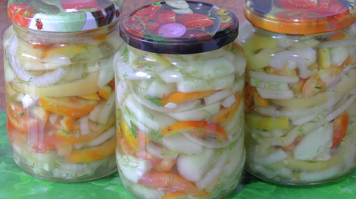 Vegetable salad Assorted for the winter - My, Recipe, Salad, Assorted, Blanks, Canning, Video